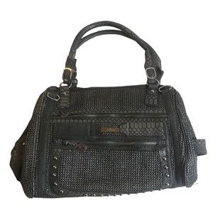 Shoulder Bag Purse Gray Faux Snake Skin Joia Travel Pockets Woven Silver Details
